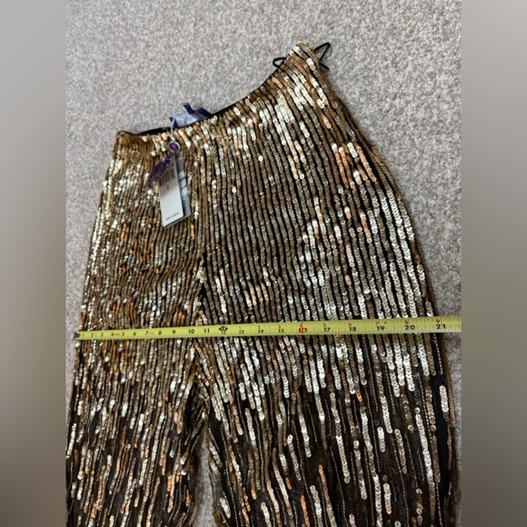 Ralph Lauren Collection Embellished Tulle Pants Metallic Sequin Sheer Gold 6 $5K - Picture 17 of 17